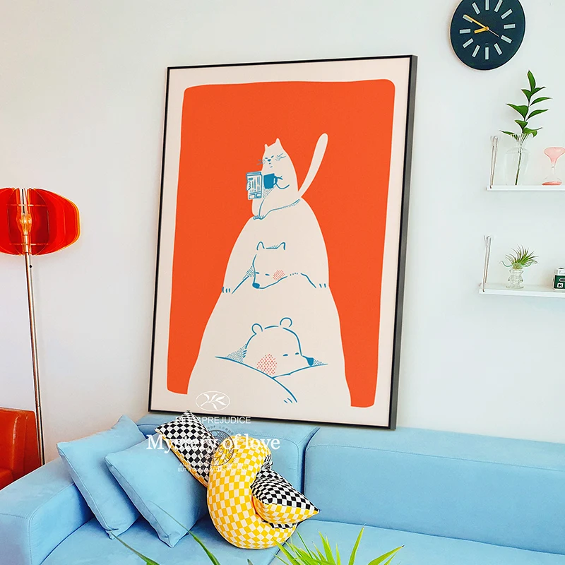Абстрактный плакат с милыми животными, Белый Белый медведь, настенное искусство, холст, картина, Мультяшная картинка для детской комнаты, домашний декор Изображение 0