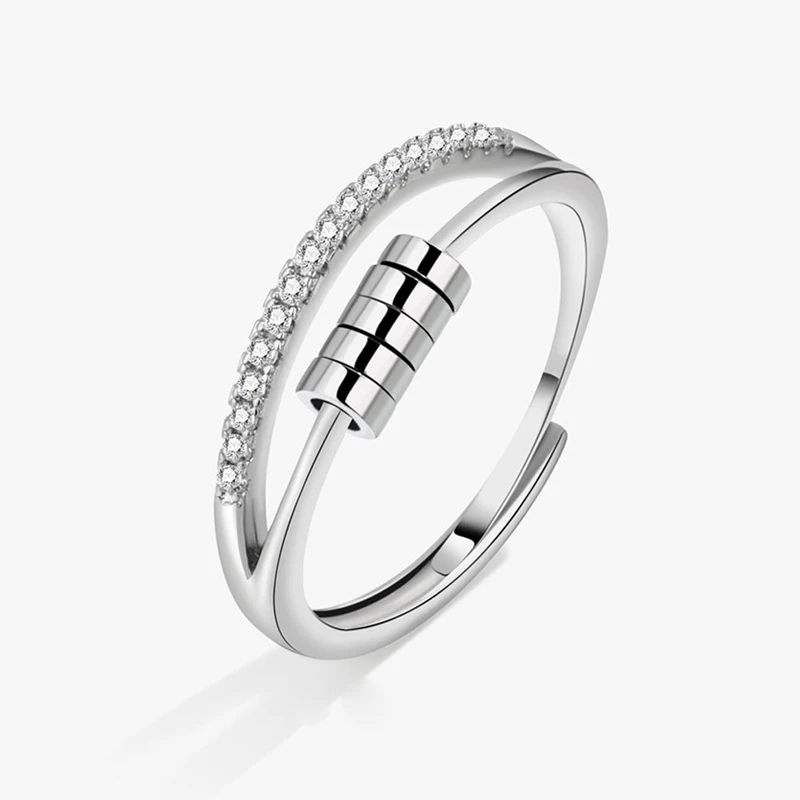 Геометрическое кольцо KOFSAC, подвижные бусины, кольца для женщин, ювелирные изделия из стерлингового серебра 925 пробы, женское модное кольцо с цирконием в 2022 году Изображение 0
