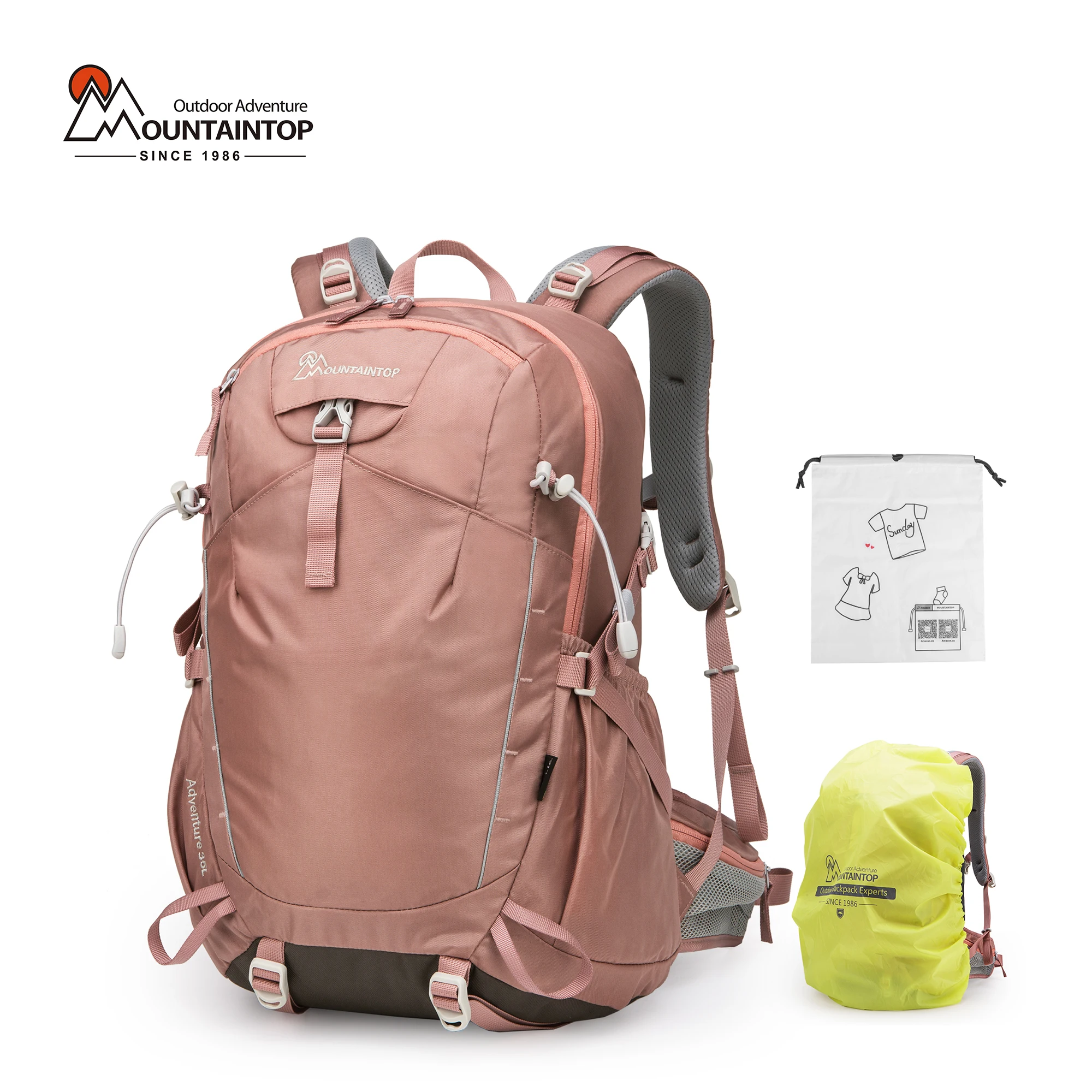 Женский походный рюкзак MOUNTAINTOP 35L с дождевиками и молниями YKK для пеших походов, кемпинга, езды на велосипеде и путешествий Изображение 0