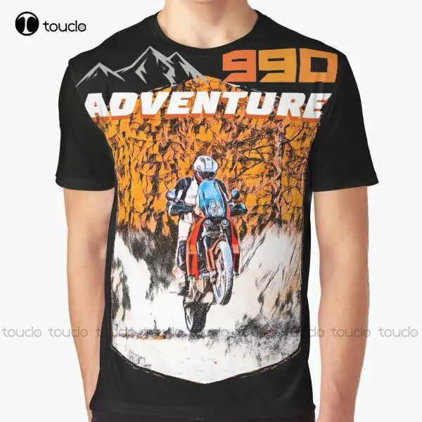 Мотоциклы, Big Trail, Moto, Motorbike 990 Приключенческая графическая футболка, футболки с цифровой печатью для подростков Aldult Изображение 0