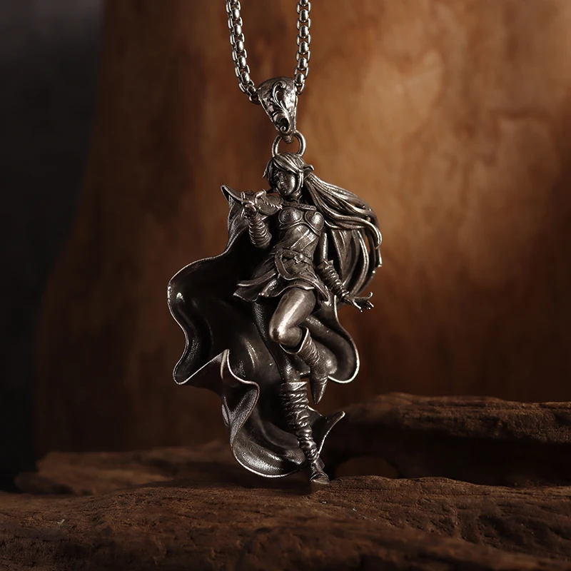 Ретро Креативная статуя Богини мира, Посланник, очаровательное ожерелье для мужчин и женщин, трендовое очаровательное панк-ожерелье, ювелирный подарок Изображение 0