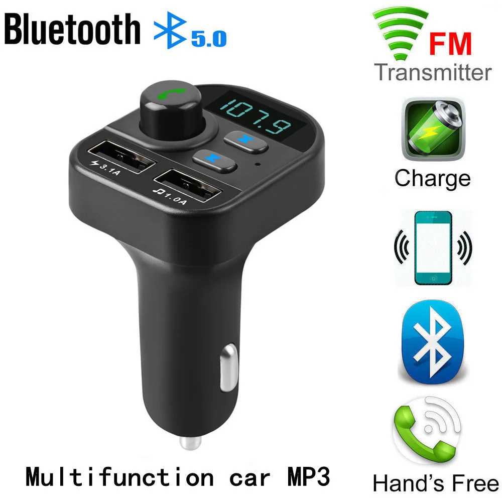 Bluetooth FM-Передатчик Аудио Aux Модулятор Двойной USB Быстрое Автомобильное Зарядное Устройство Bluetooth Громкая Связь Автомобильный Комплект Автомобильное Радио MP3-Плеер Изображение 1