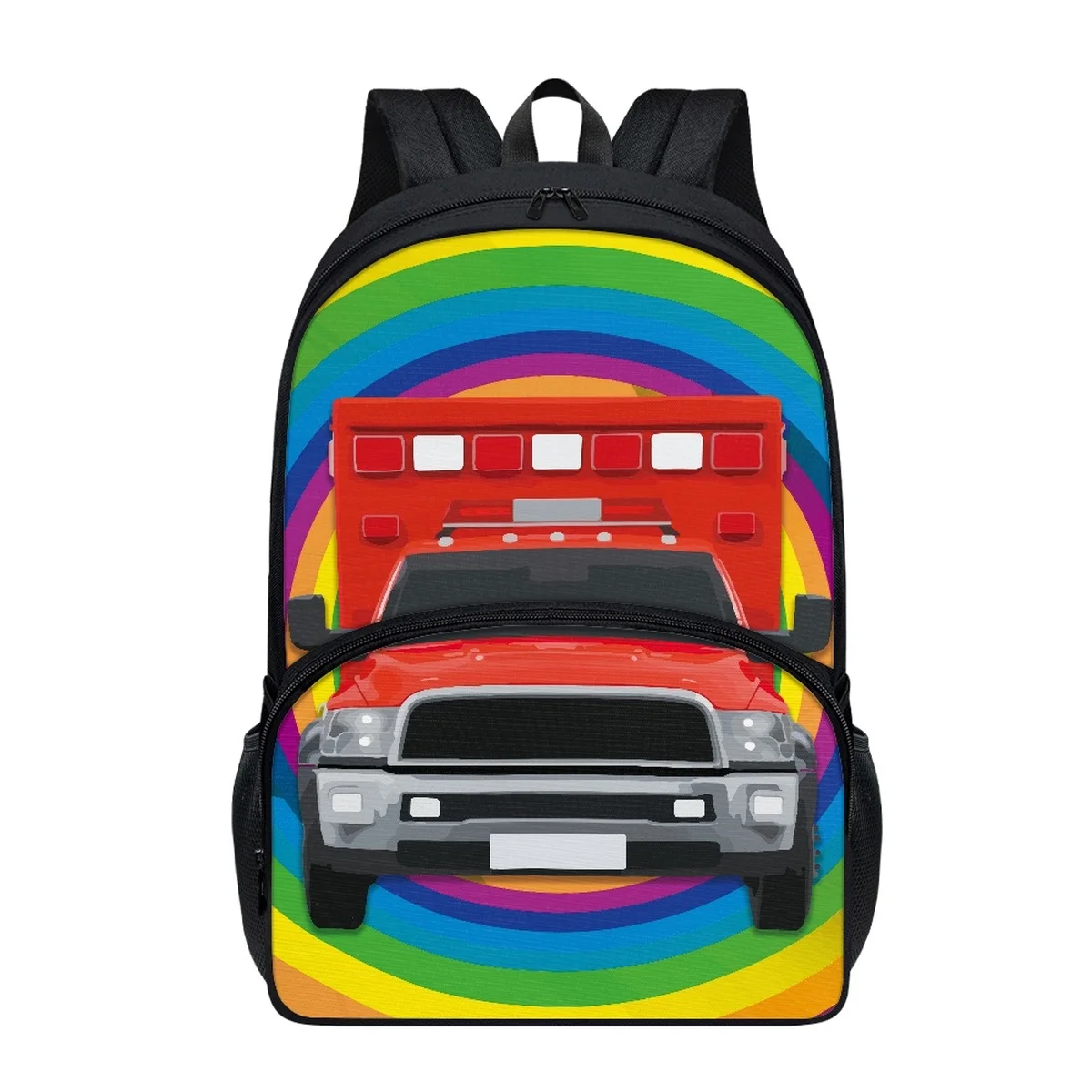 FORUDESIGNS/ Школьные сумки с рисунком радужного мультяшного автомобиля, рюкзаки для учащихся начальной школы, простые водонепроницаемые сумки для книг, разнообразные сумки Изображение 1