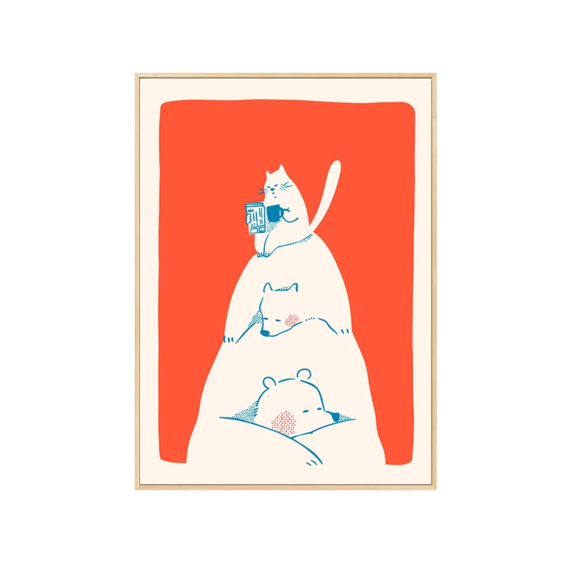 Абстрактный плакат с милыми животными, Белый Белый медведь, настенное искусство, холст, картина, Мультяшная картинка для детской комнаты, домашний декор Изображение 1