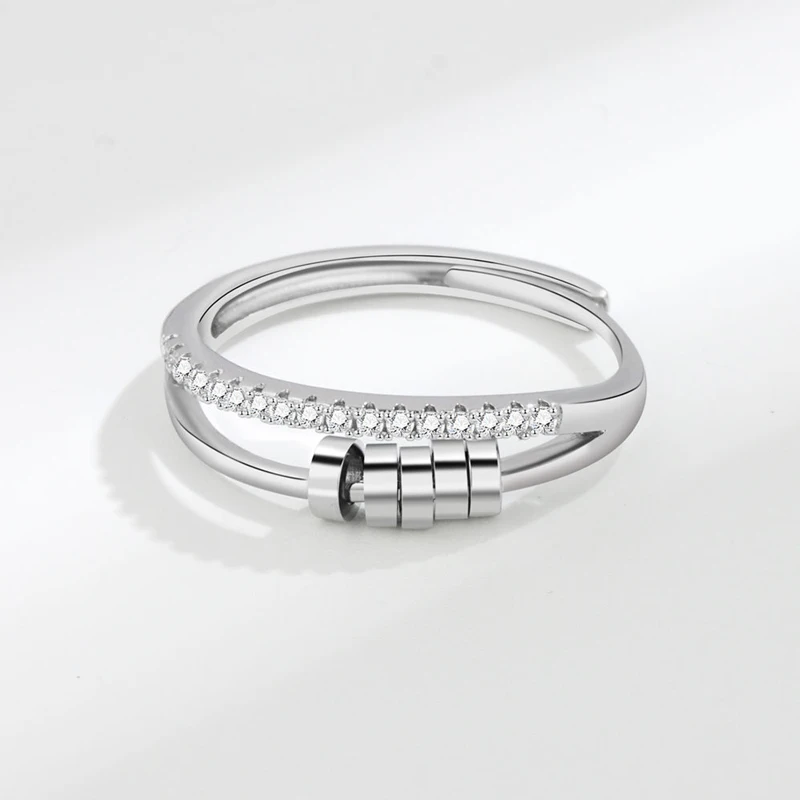 Геометрическое кольцо KOFSAC, подвижные бусины, кольца для женщин, ювелирные изделия из стерлингового серебра 925 пробы, женское модное кольцо с цирконием в 2022 году Изображение 1