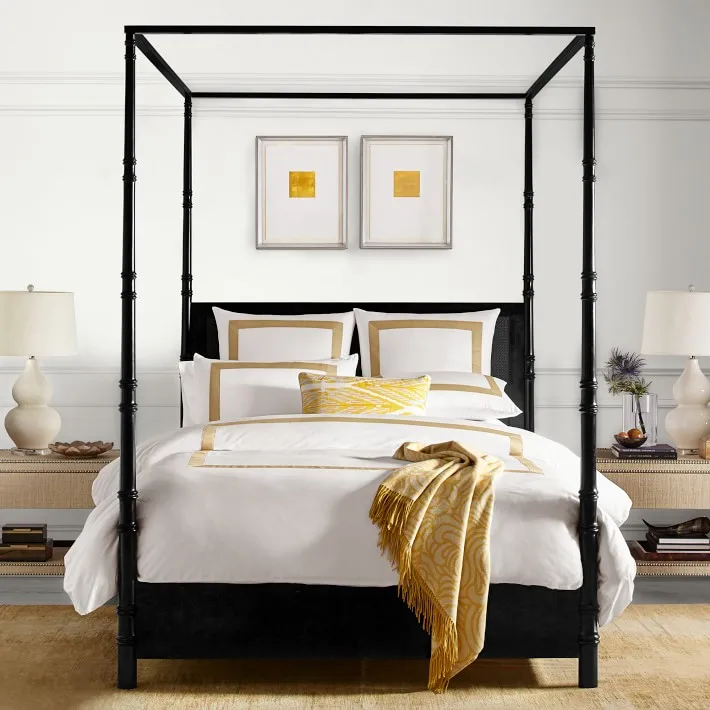 Деревянная спальня, большая кровать с балдахином, мебель для отеля, кровать с тростниковым балдахином Изображение 1