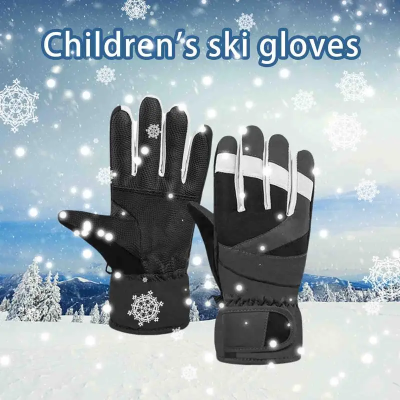 Зимние перчатки для детей, Ветрозащитные Водонепроницаемые Противоскользящие варежки для малышей, перчатки для катания на лыжах и сноуборде, уличные перчатки для мальчиков Изображение 1