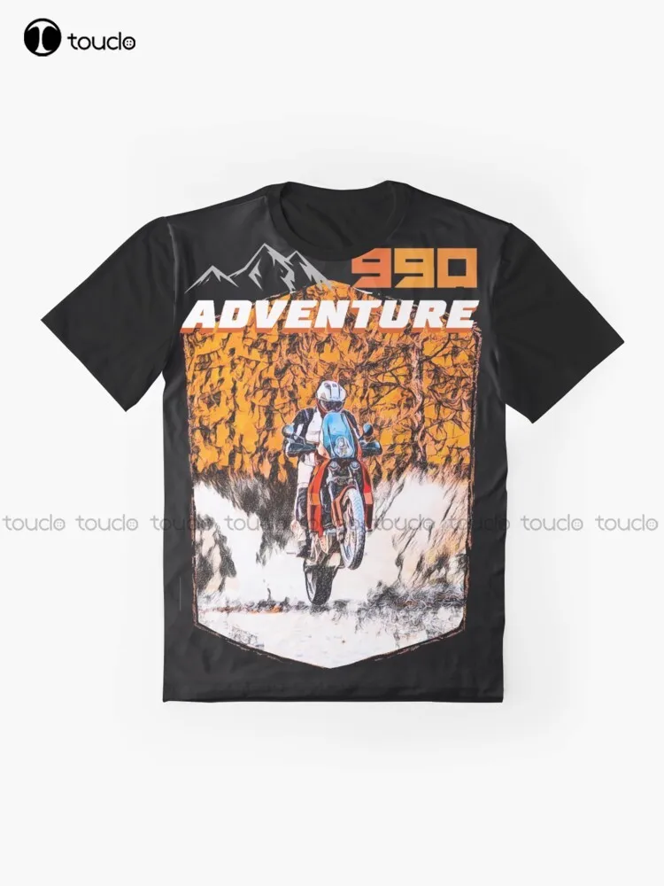 Мотоциклы, Big Trail, Moto, Motorbike 990 Приключенческая графическая футболка, футболки с цифровой печатью для подростков Aldult Изображение 1