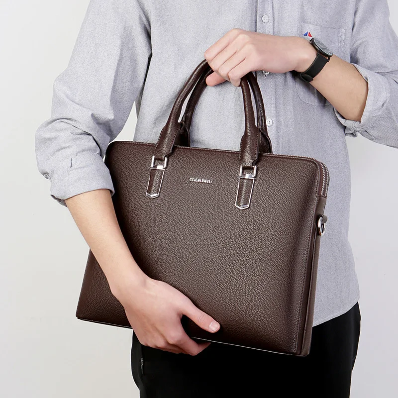 Новый роскошный деловой мужской портфель из натуральной коровьей кожи Большой емкости, мужская сумка через плечо, мужская сумка-мессенджер, компьютерные сумки Изображение 1
