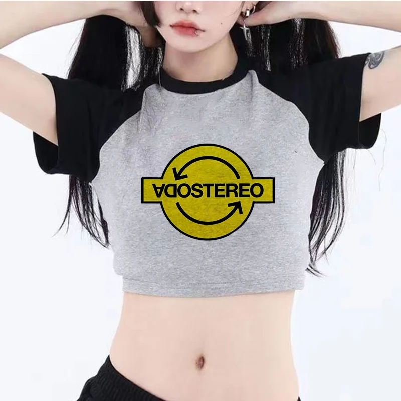 Укороченный топ Soda Stereo 90-х cyber y2k, женская эстетичная футболка для одежды в стиле кавай манга Изображение 1