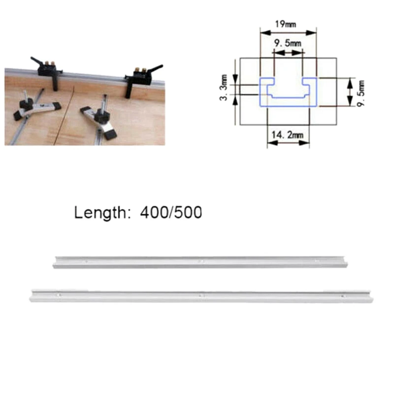 3X Алюминиевый стержень-слайдер с Т-образными направляющими и Т-образным пазом, приспособление для кондуктора для настольной пилы, калибровочный стержень (500 мм) Изображение 2