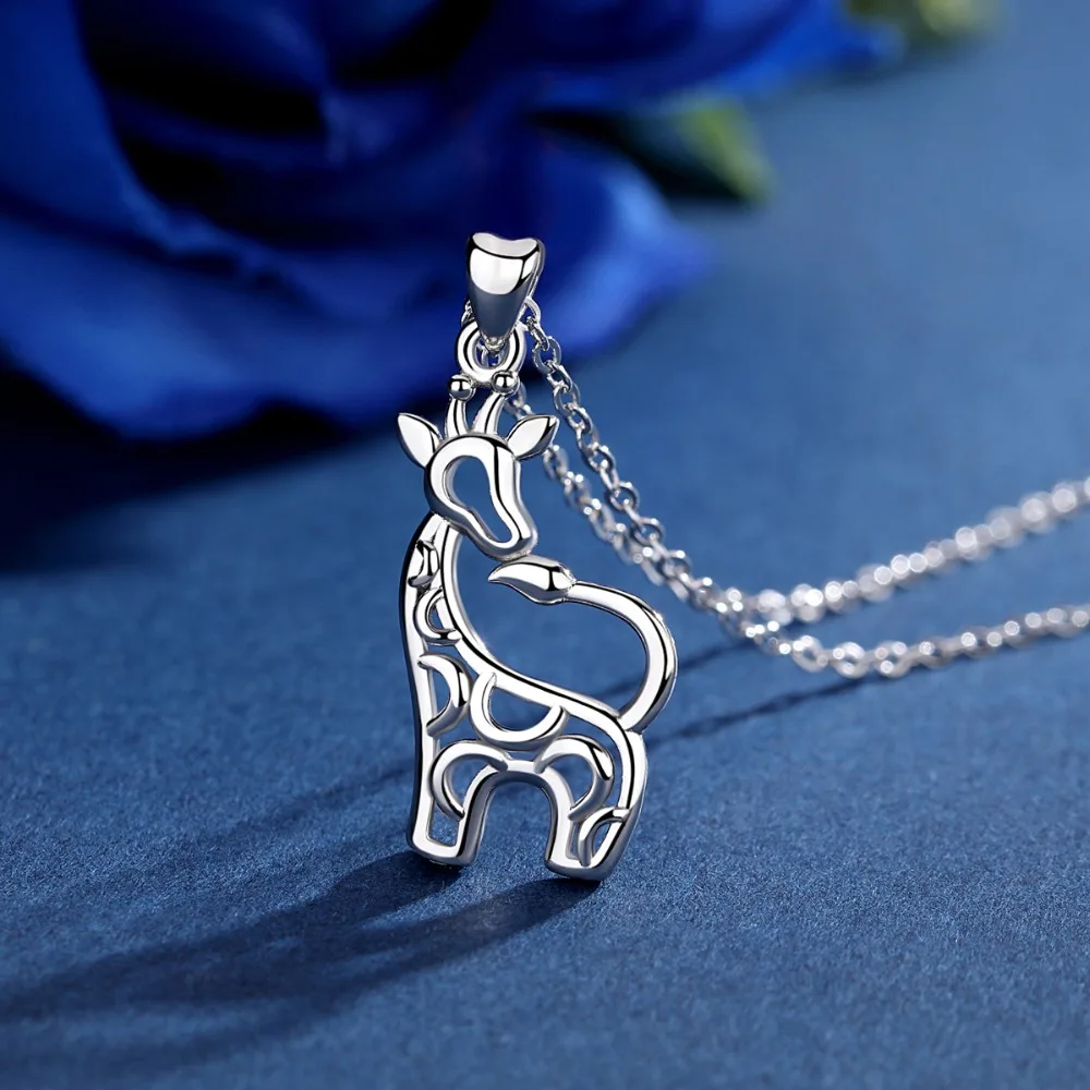 Eudora, 100% Стерлинговое серебро 925 Пробы, милый кулон с жирафом для женщин, Простое ожерелье с жирафом, украшения для животных, подарок для вечеринки Изображение 2