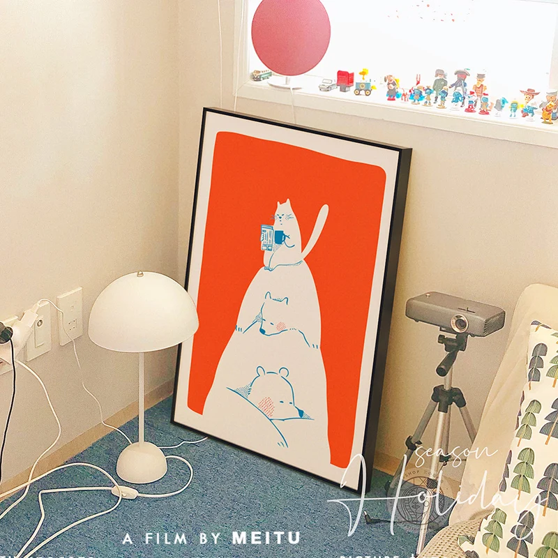 Абстрактный плакат с милыми животными, Белый Белый медведь, настенное искусство, холст, картина, Мультяшная картинка для детской комнаты, домашний декор Изображение 2