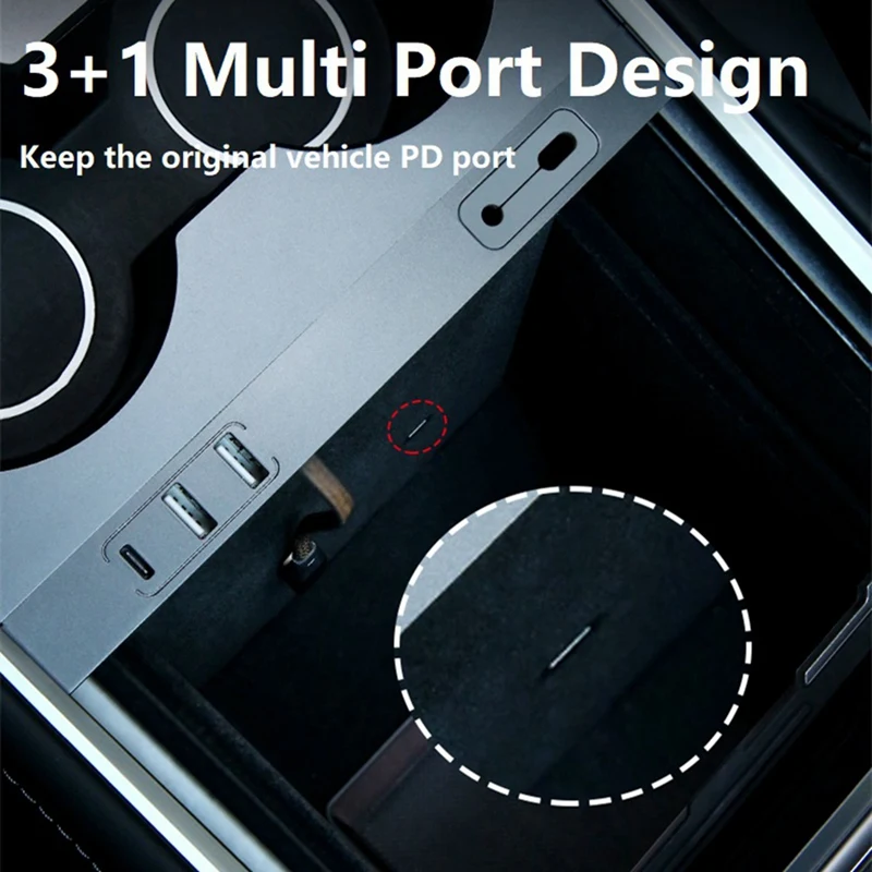 Для Tesla Model 3 Model Y USB-концентратор, Док-станция, автомобильное USB-зарядное устройство, Многопортовый адаптер центральной консоли, Запасные Части Изображение 2