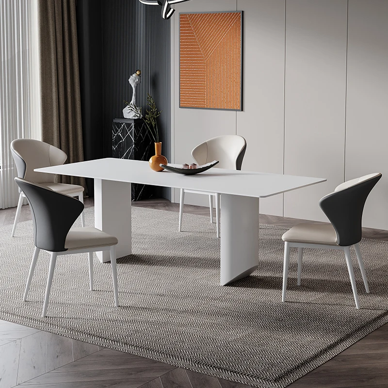 Обеденный стол Сочетание стульев Столовая Современный дизайн Чайные столики из каменной плиты Mesas De Centro для салона мебели для гостиной Изображение 2