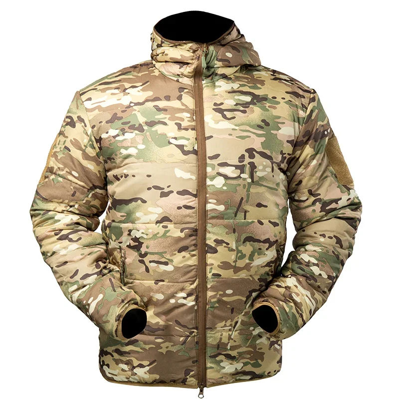 Тактическая зимняя куртка, мужские военные камуфляжные куртки с капюшоном, мужские легкие теплые мужские пальто на открытом воздухе, большие размеры S-5XL Изображение 2