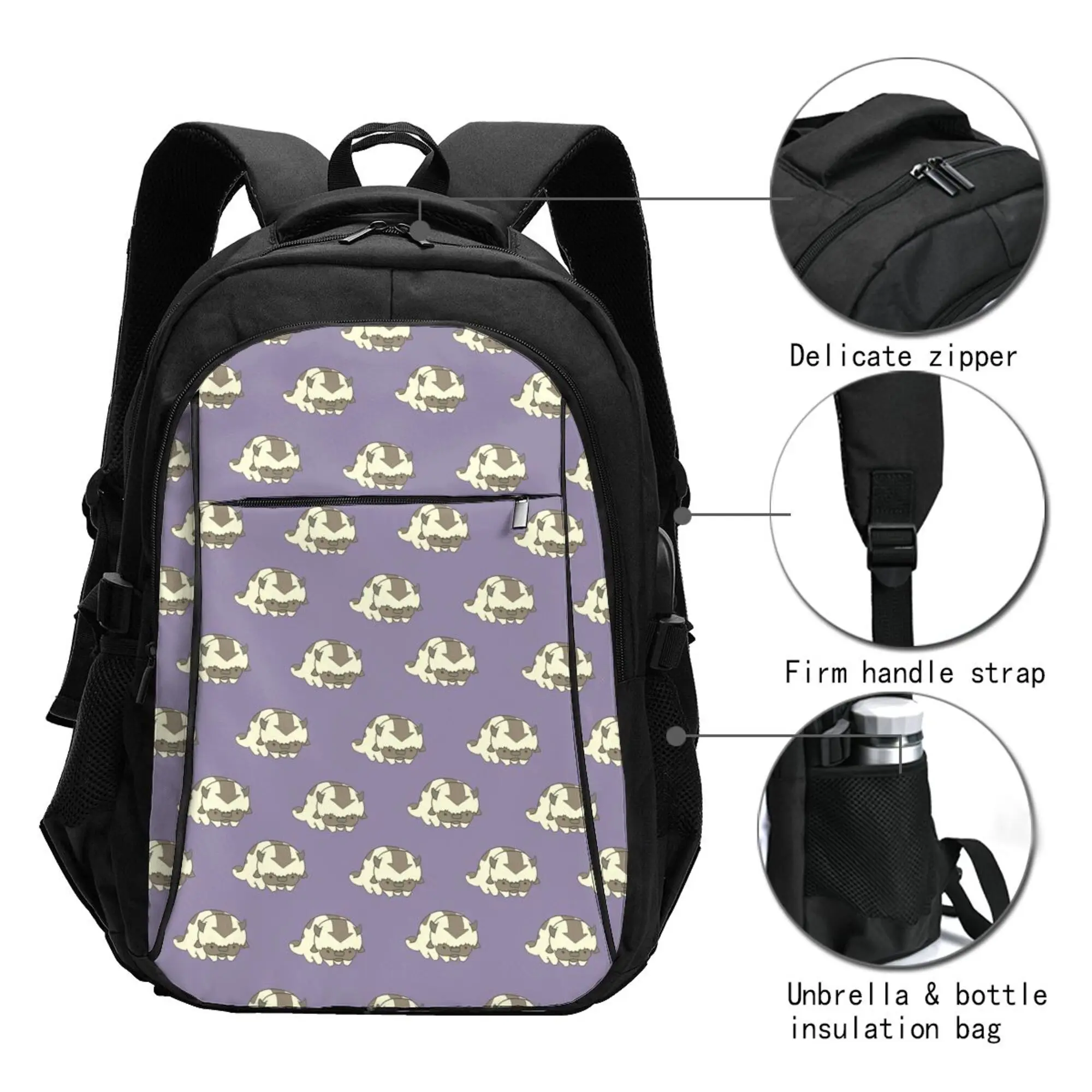 Школьный рюкзак с мультяшными животными Большой емкости для ноутбука, Модный Водонепроницаемый Регулируемый спортивный рюкзак для путешествий Изображение 2