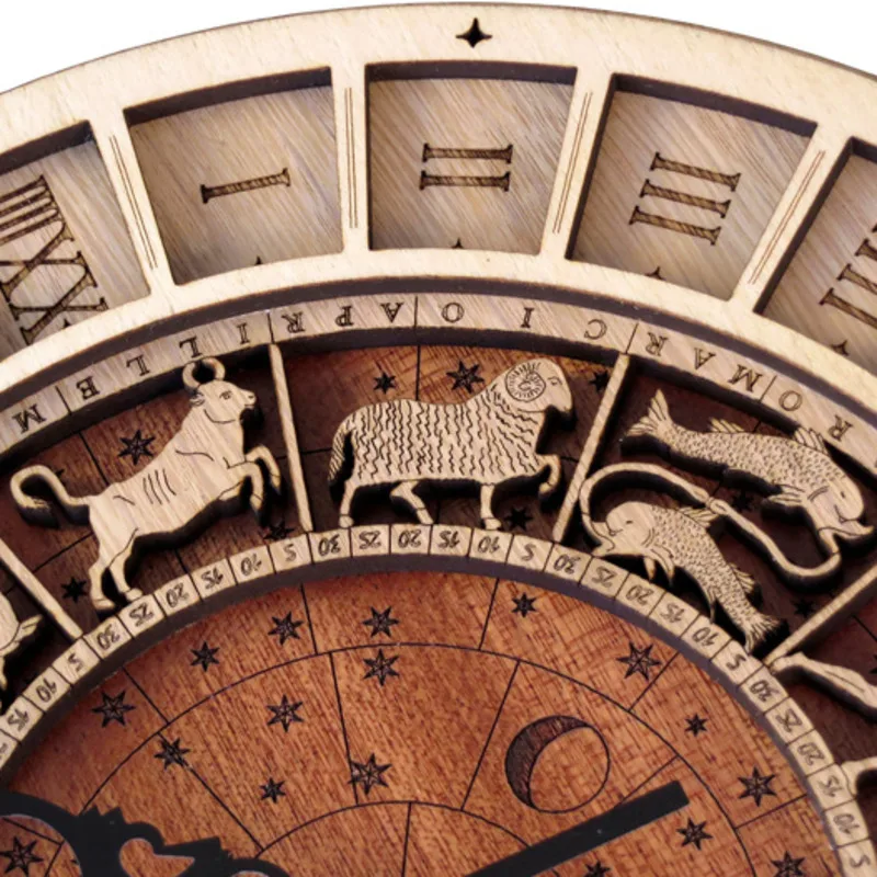 30 см Венецианские Астрономические Деревянные Часы Креативные Настенные Часы Кварцевые Часы Двенадцать Созвездий Настенные Часы Гостиная Домашний Декор Изображение 3