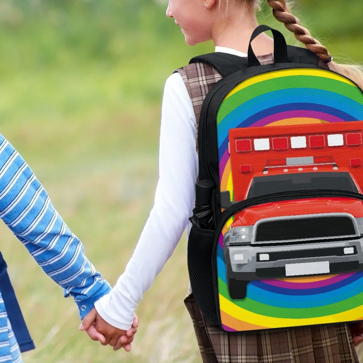 FORUDESIGNS/ Школьные сумки с рисунком радужного мультяшного автомобиля, рюкзаки для учащихся начальной школы, простые водонепроницаемые сумки для книг, разнообразные сумки Изображение 3