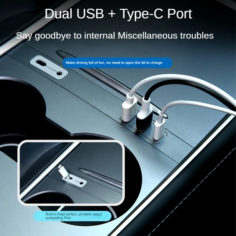 Для Tesla Model 3 Model Y USB-концентратор, Док-станция, автомобильное USB-зарядное устройство, Многопортовый адаптер центральной консоли, Запасные Части Изображение 3