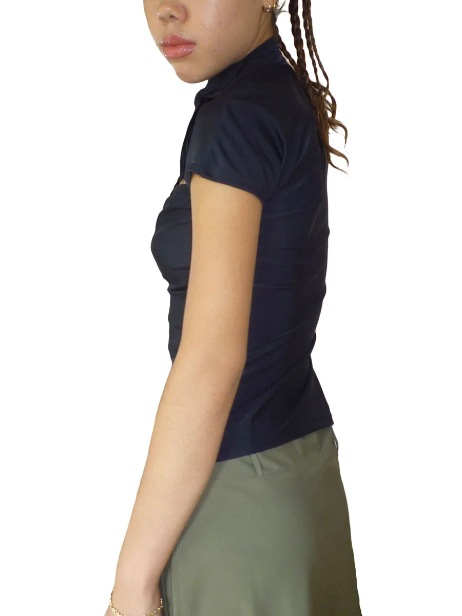 Женские футболки с коротким рукавом, Летние повседневные однотонные бандажные модные топы с вырезами Изображение 3