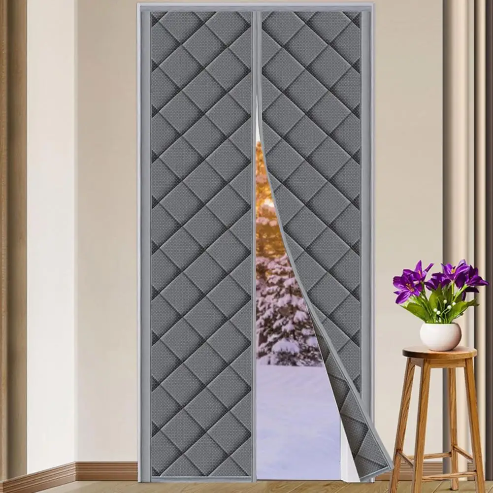 Изолированная дверная занавеска с магнитным экраном громкой связи, изолированная тепловая дверная занавеска с защитой от ветра на зиму Изображение 3