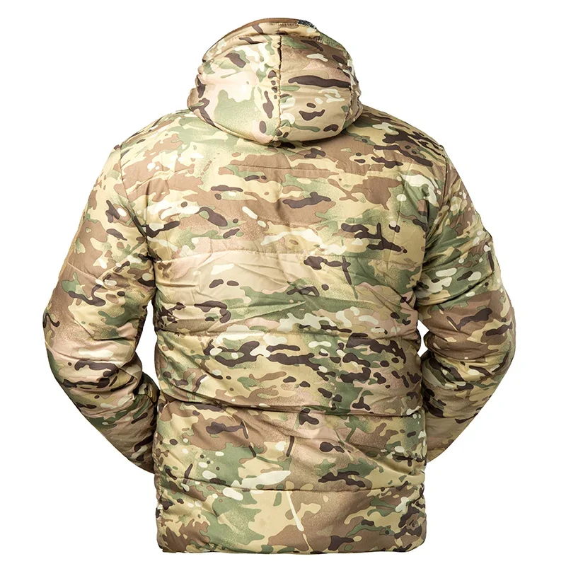 Тактическая зимняя куртка, мужские военные камуфляжные куртки с капюшоном, мужские легкие теплые мужские пальто на открытом воздухе, большие размеры S-5XL Изображение 3