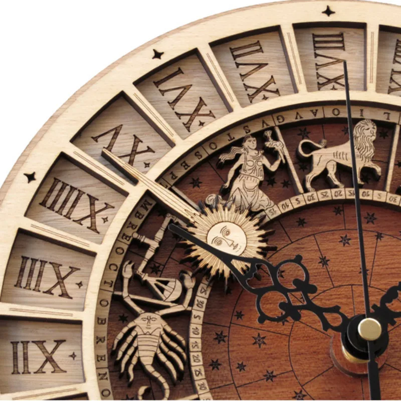 30 см Венецианские Астрономические Деревянные Часы Креативные Настенные Часы Кварцевые Часы Двенадцать Созвездий Настенные Часы Гостиная Домашний Декор Изображение 4
