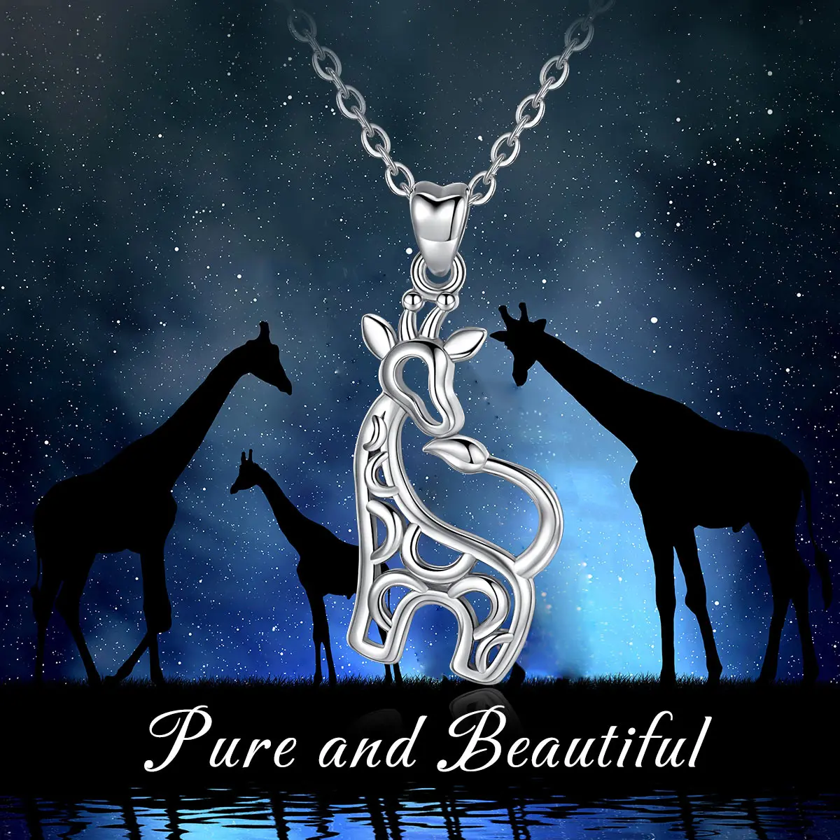 Eudora, 100% Стерлинговое серебро 925 Пробы, милый кулон с жирафом для женщин, Простое ожерелье с жирафом, украшения для животных, подарок для вечеринки Изображение 4