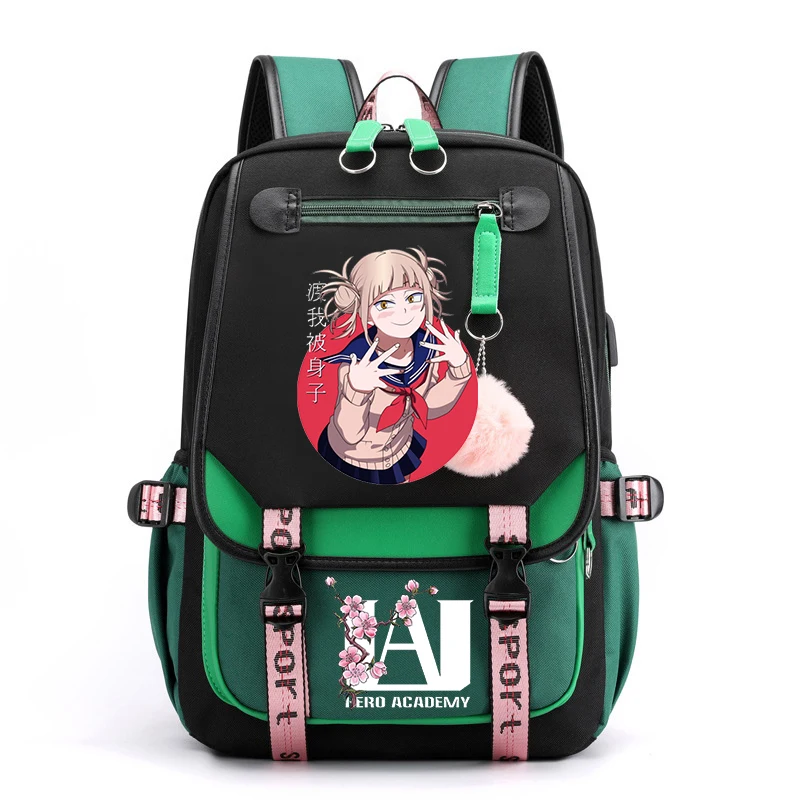 Аниме Противоугонная Usb-сумка для книг My Hero Academia Toga Himiko Kawaii Школьные сумки для подростков, дорожная сумка для студентов, холщовый рюкзак для женщин Изображение 4