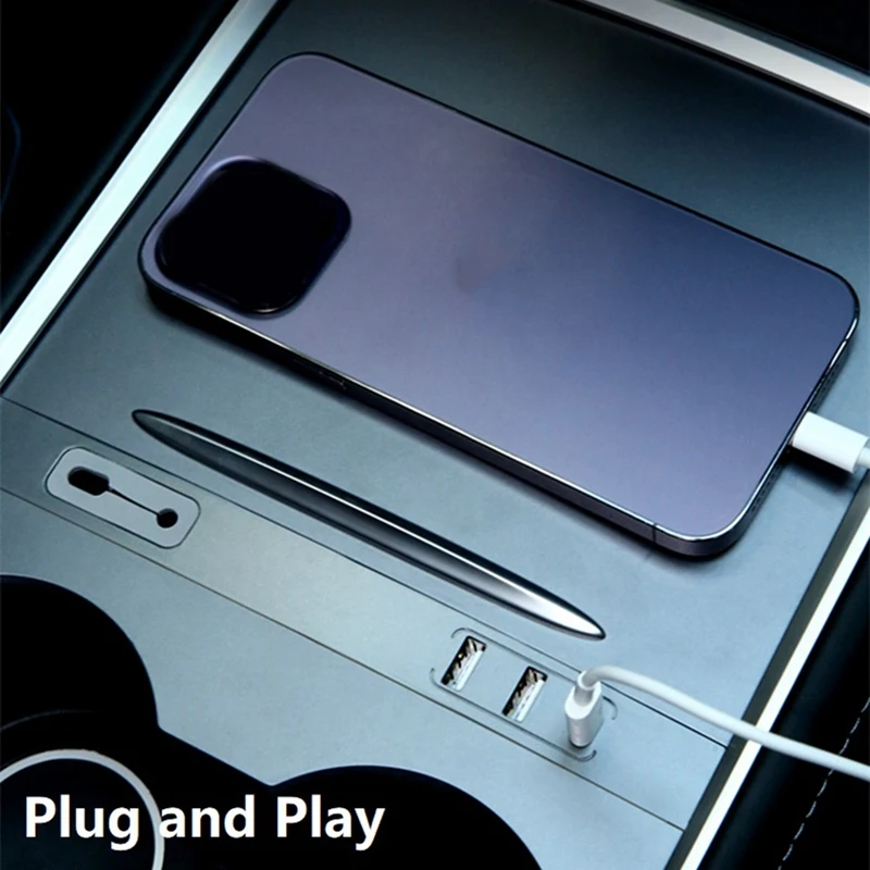 Для Tesla Model 3 Model Y USB-концентратор, Док-станция, автомобильное USB-зарядное устройство, Многопортовый адаптер центральной консоли, Запасные Части Изображение 4