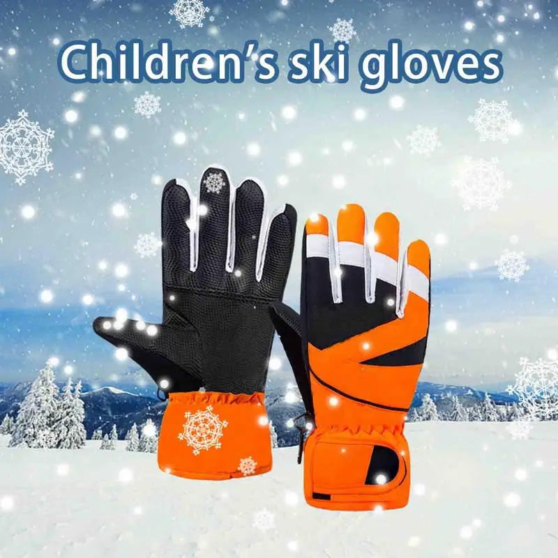 Зимние перчатки для детей, Ветрозащитные Водонепроницаемые Противоскользящие варежки для малышей, перчатки для катания на лыжах и сноуборде, уличные перчатки для мальчиков Изображение 4