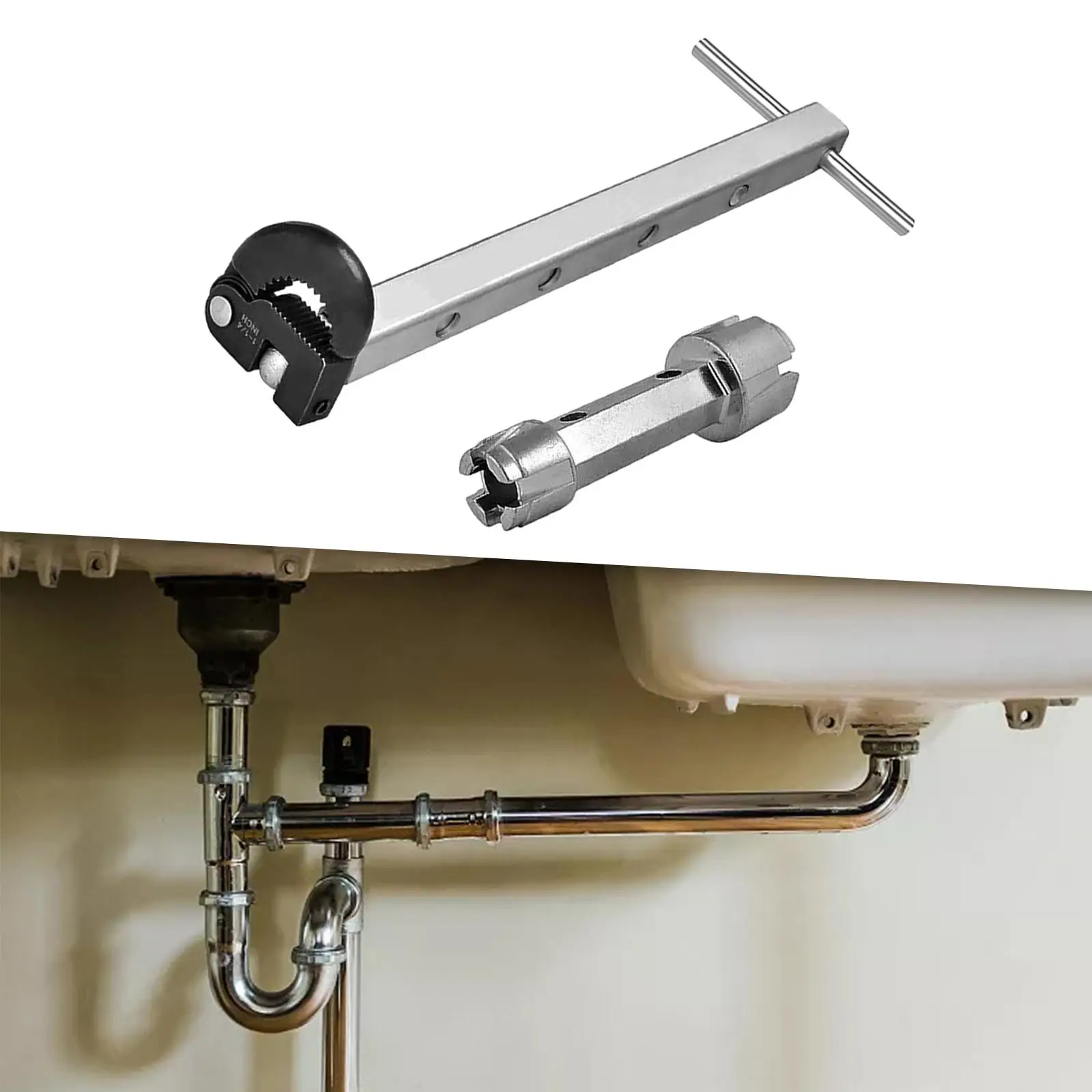 Телескопический ключ для раковины и ключ для удаления слива из ванны, прочный ключ для сантехники Изображение 4